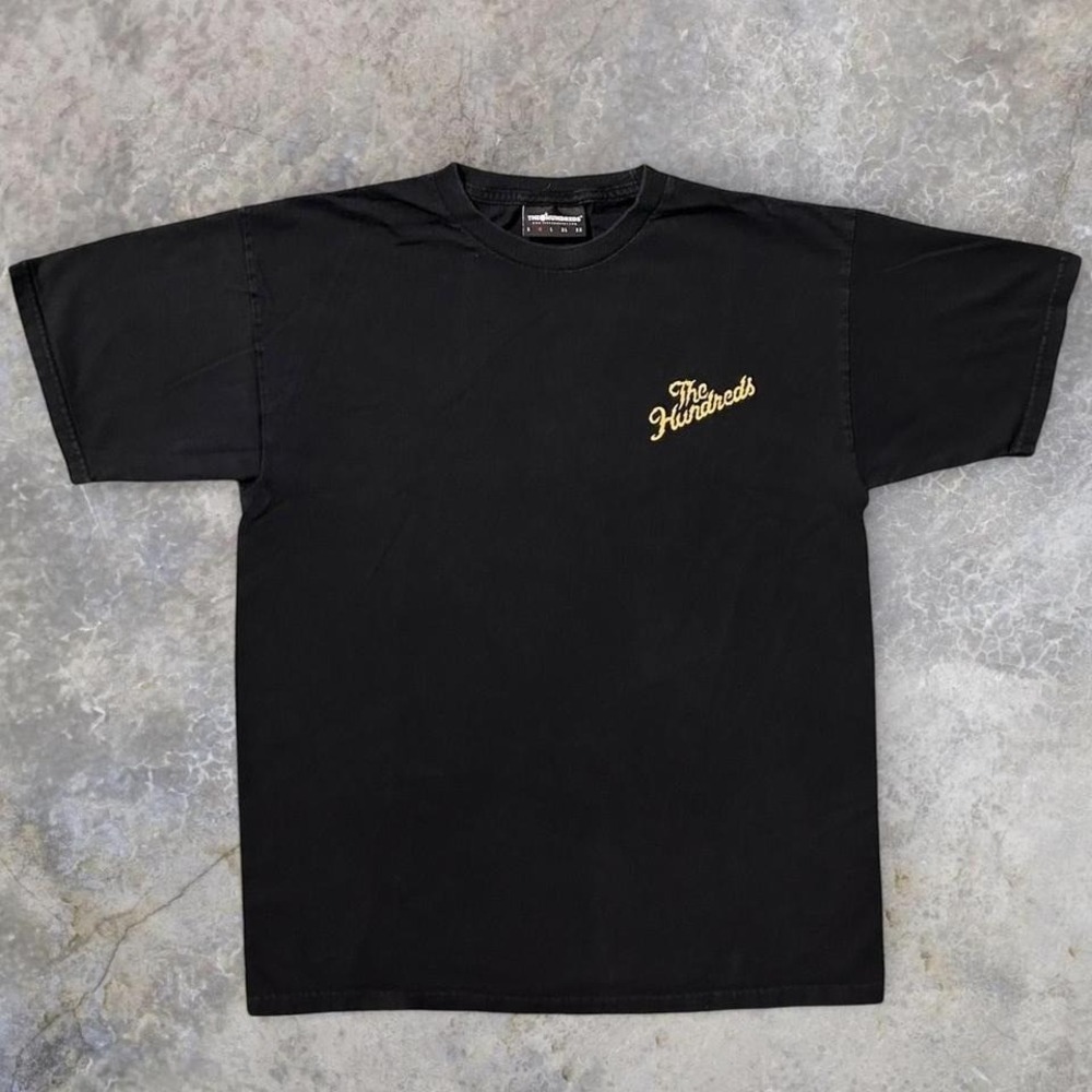 The Hundreds Black Tee with Gold Script Logo